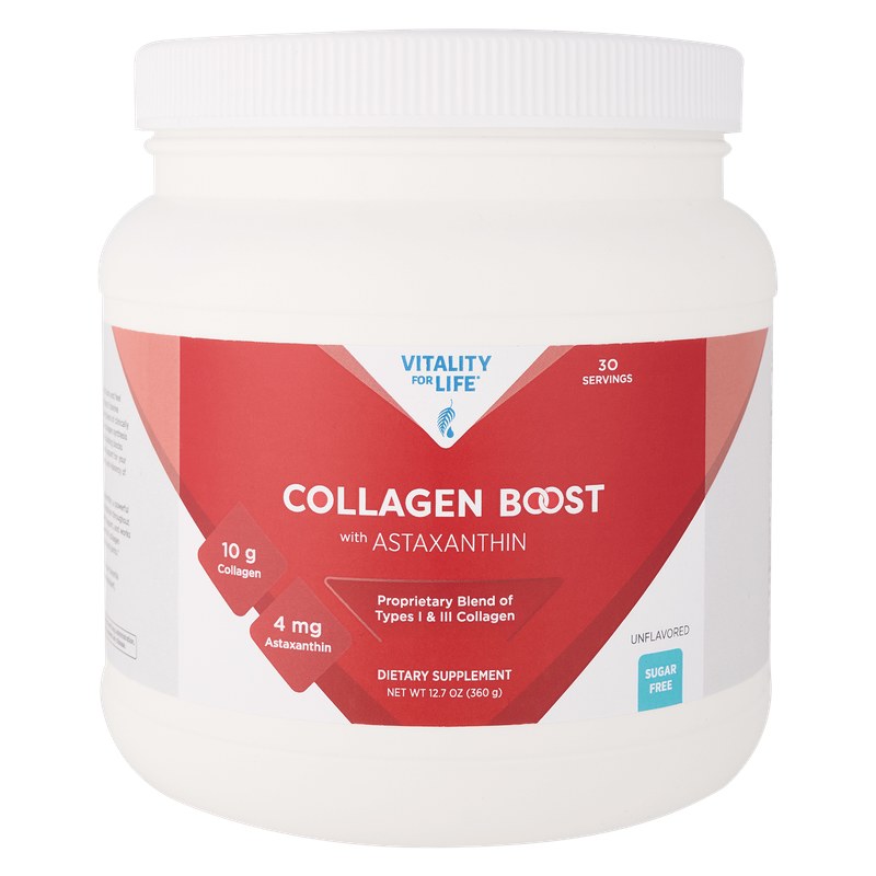Collagen Boost con astaxantina de Vitality for Life®, producto oficial de Melaleuca